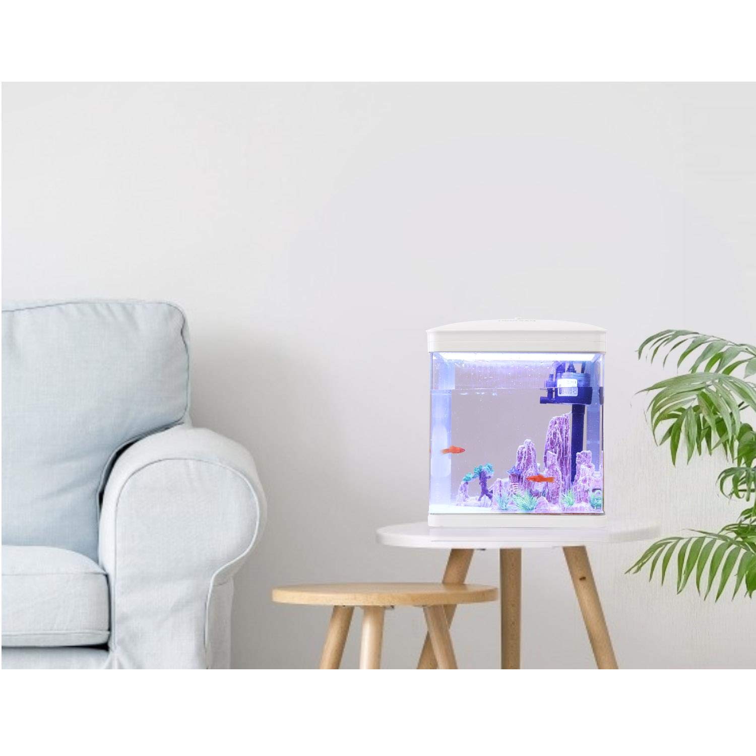 Mini Ενυδρείο - 14L με Φωτισμό LED, Αντλία Νερού και Φίλτρο, Λευκό Nobleza 30002